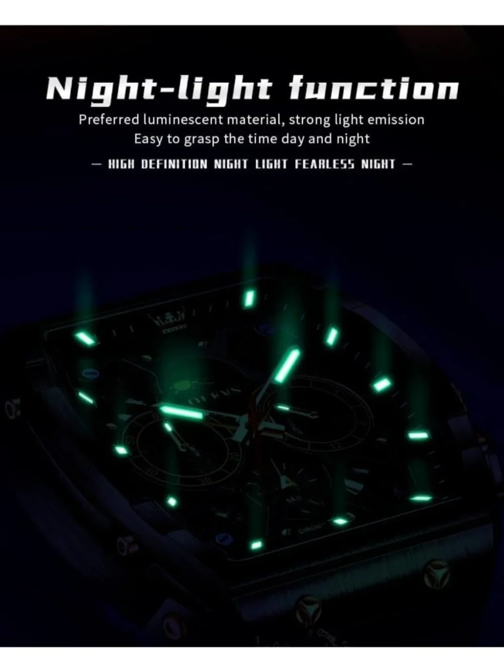 Stylish Men's Chronograph Watch - Waterproof, Luminous, Silicon Strap